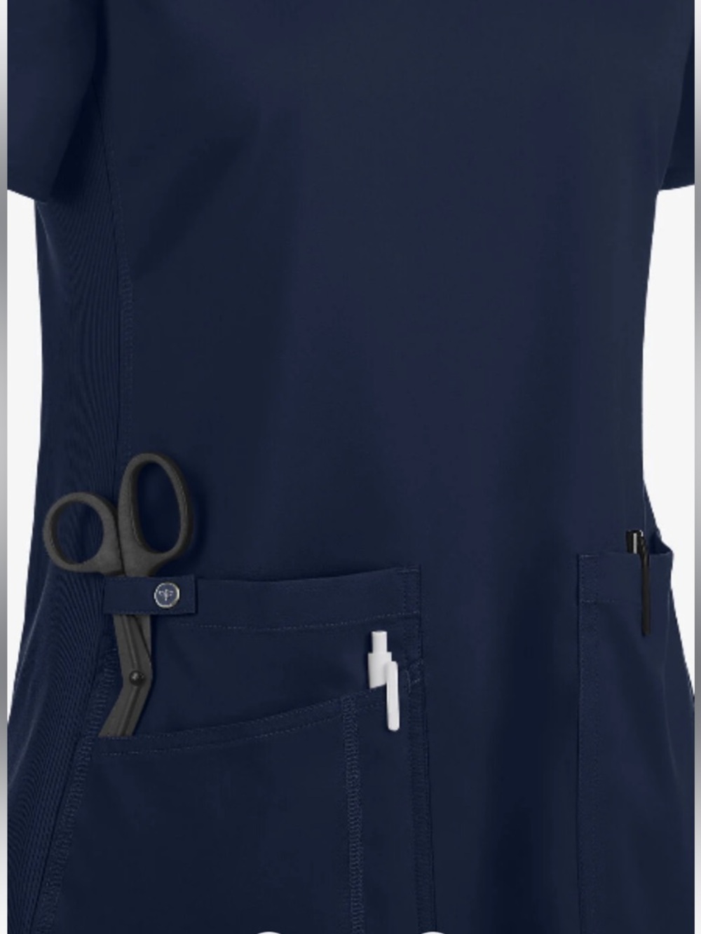 Touch 3-Pocket STRETCH Rib-Knit Side Panels Shirttail V- Neck Scrub Top - Picture 5 of 5